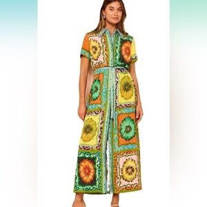 Daisy print maxi shirt dress. Size medium